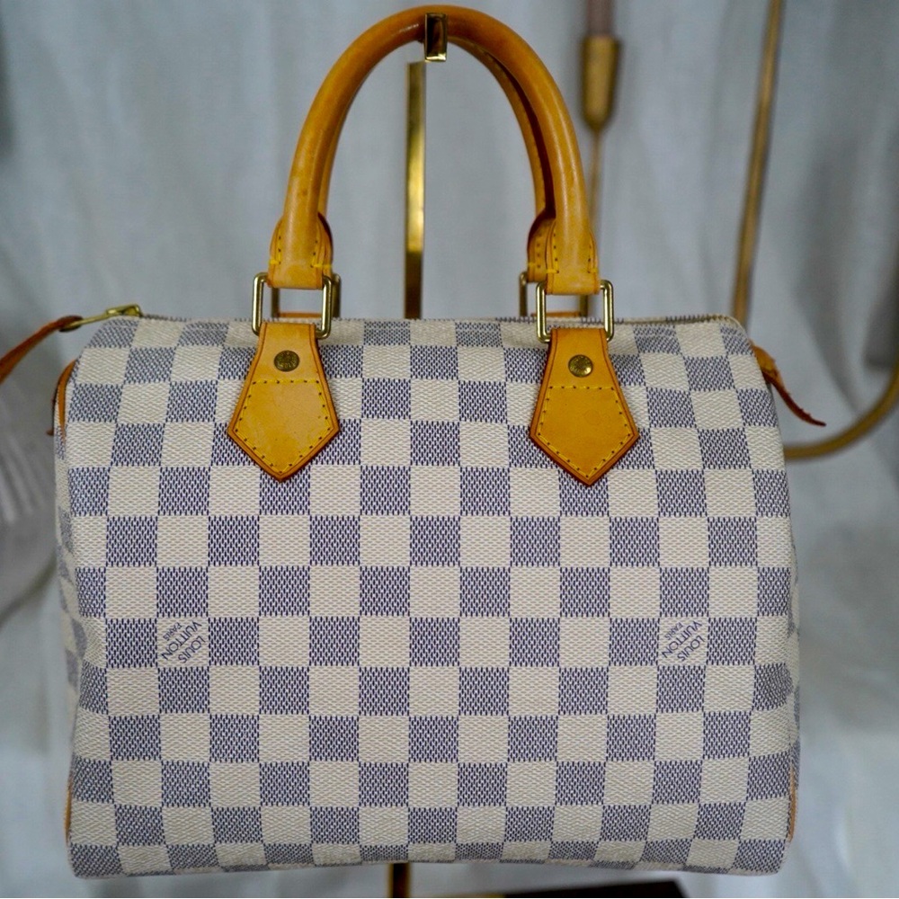 Louis Vuitton handbag Speedy 30 Damier Azur White